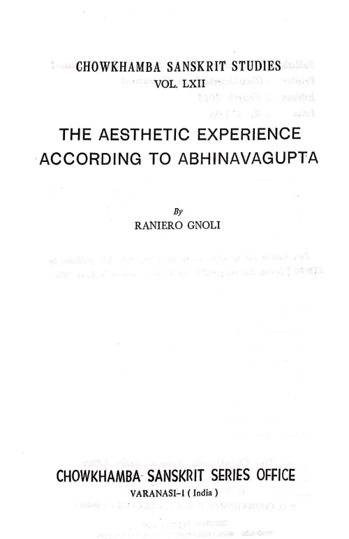 The Aesthetic Experience According to Abhinava Gupta